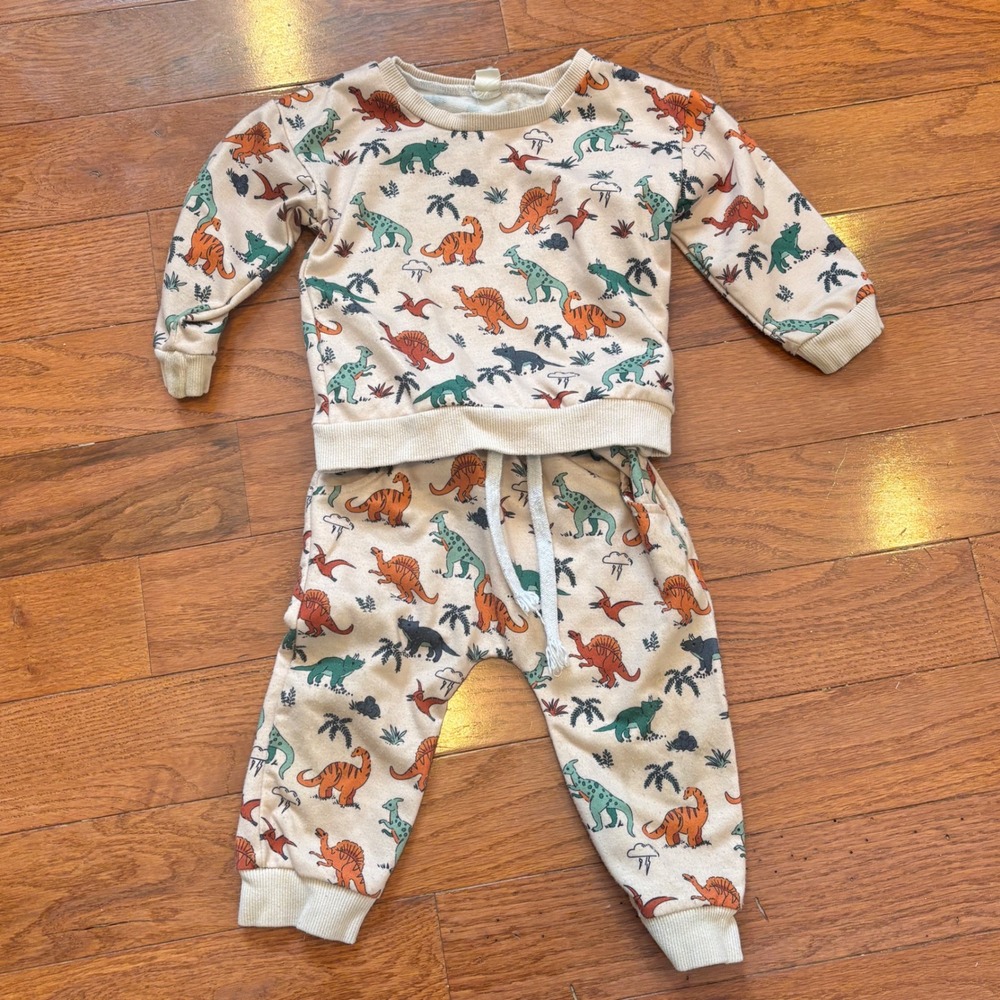 Toddler Dinosaur Print Long Sleeve Sweatshirt Pants Set Outfit‎ 90/18-24 m